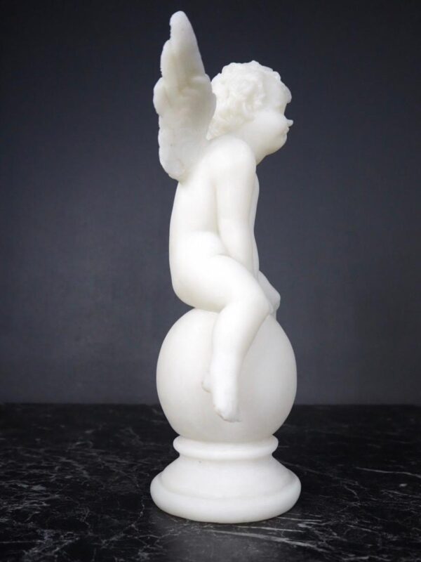 Marble White Cupid on Ball - Image 2