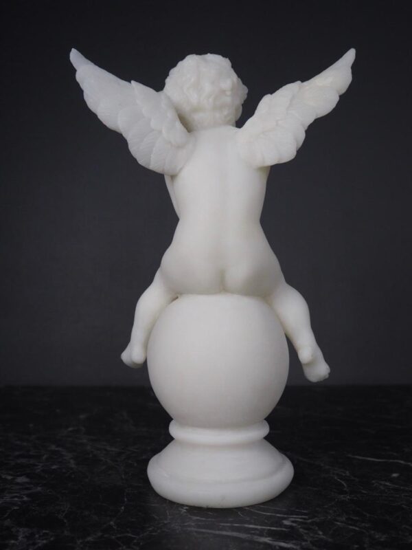 Marble White Cupid on Ball - Image 3