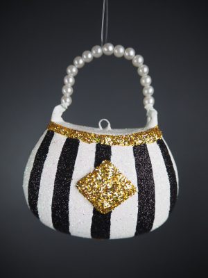 Bag white/black glits/pearl handle