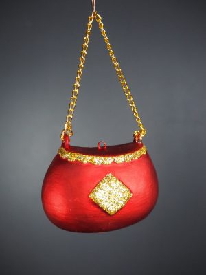Bag red with gold glits/chain