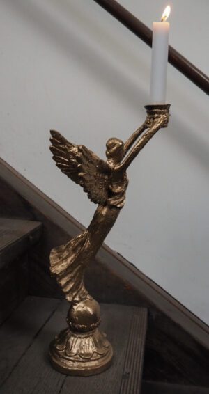 Iron angel candlestick Flowing gold