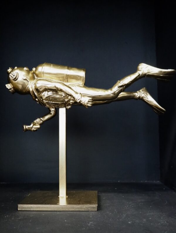 Diver on stand 14" Gold