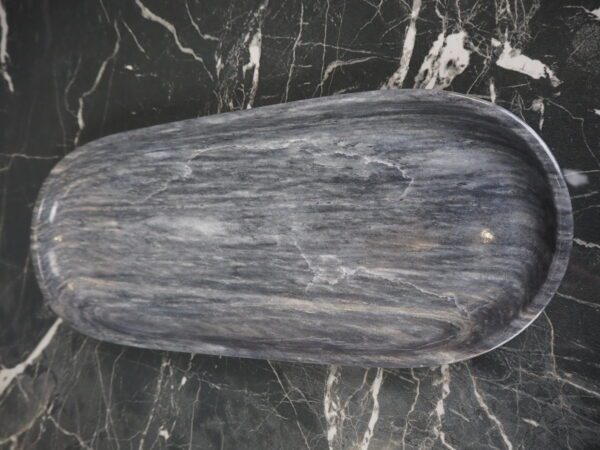 Marble oval tray S black - Image 5