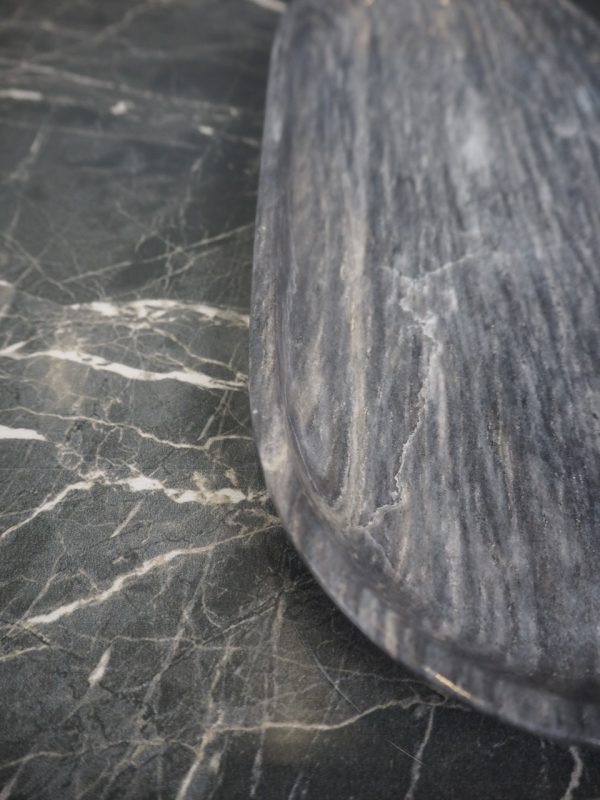 Marble oval tray S black - Image 9
