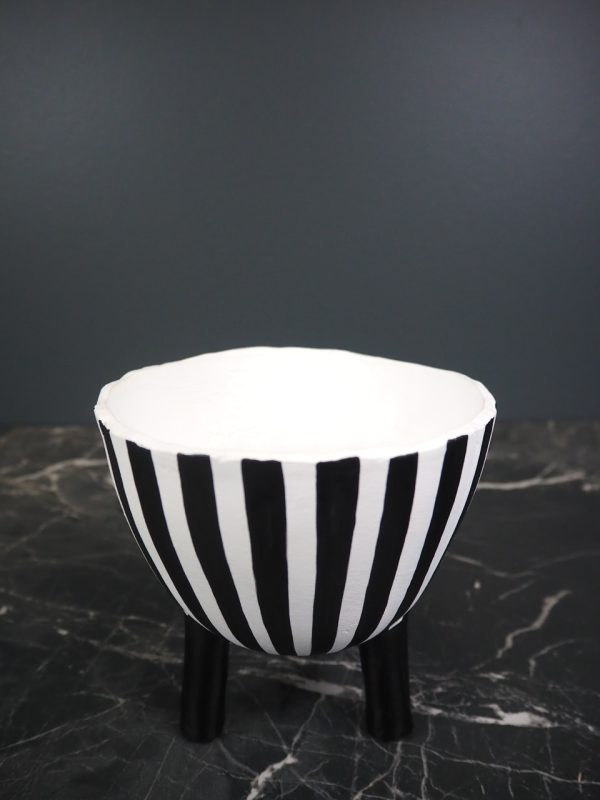 Trileg pot  black/white stripes - Image 2