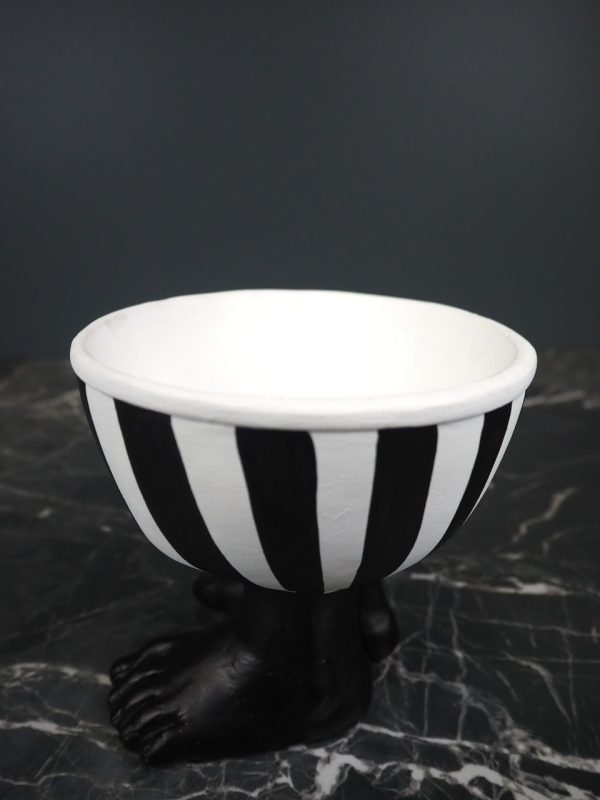 Round pot black/white stripe - Image 4
