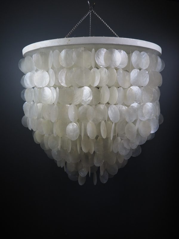 Capiz Wooden Chandelier Round 20" - Image 2