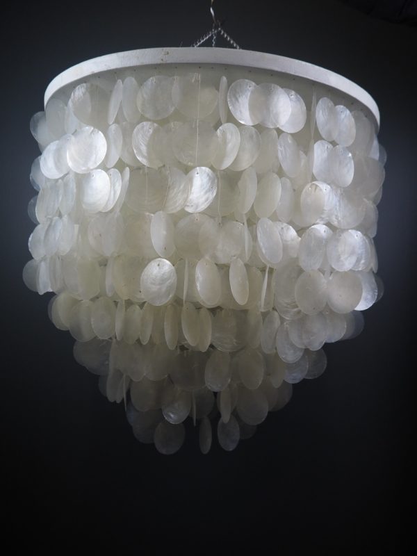 Capiz Wooden Chandelier Round 20" - Image 3