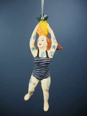 Beach lady  pineapple in blk/white stripes