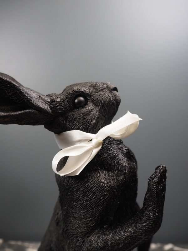 Hare Playing Games Black with ribbon white - Image 4