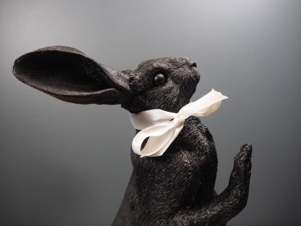 Hare Playing Games Black with ribbon white - Image 3