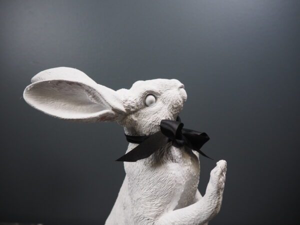 Hare Playing Games White with ribbon Black - Image 2