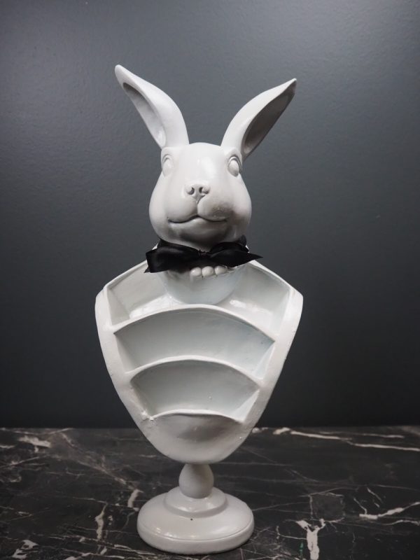 Rabbit Bust White with black ribbon - Image 2
