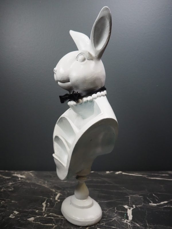 Rabbit Bust White with black ribbon - Image 3