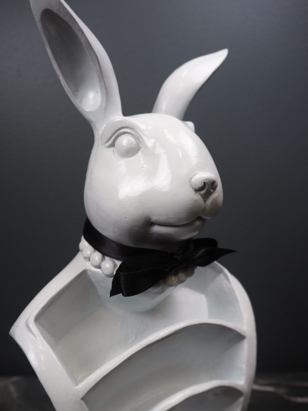 Rabbit Bust White with black ribbon - Image 4