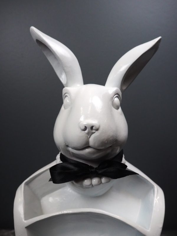Rabbit Bust White with black ribbon - Image 5