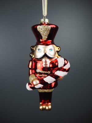 Nutcracker w/ candy cane glass