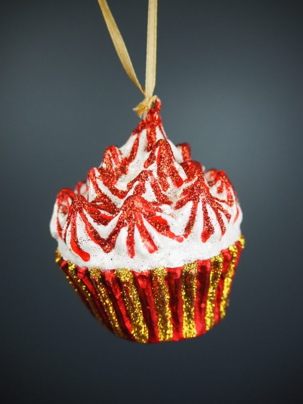 Cupcake in red/white/red/gold - Image 2