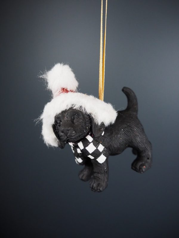 Tiny beagle black check scarf/fur - Image 2