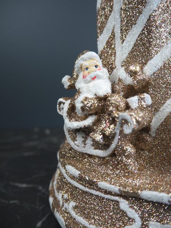 Carousel tree w/ santa & deer in champ & white glits table - Image 3