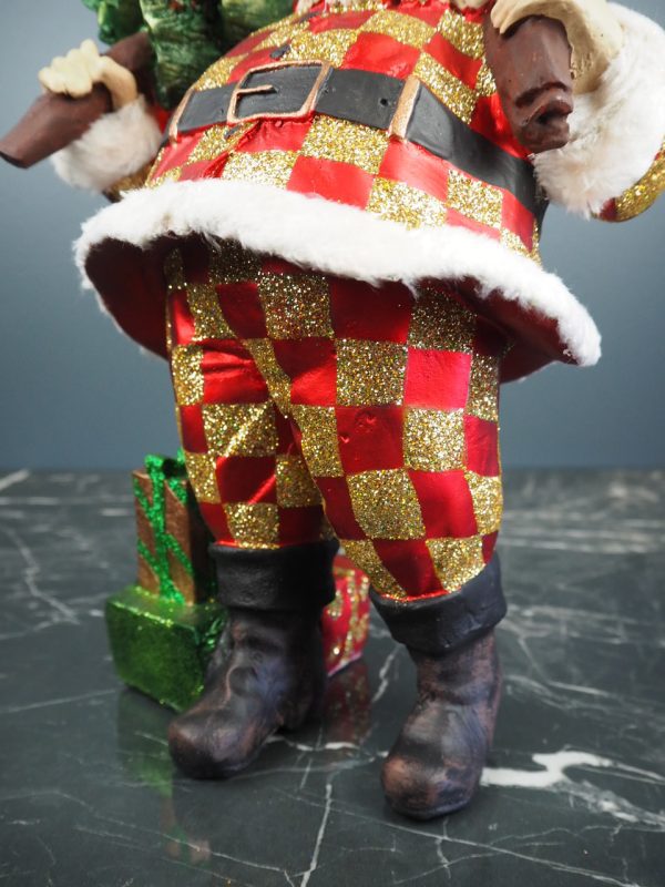 Fat Santa w/tree red/gold check fur - Image 3