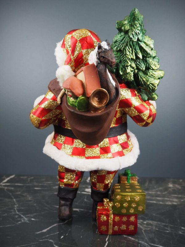 Fat Santa w/tree red/gold check fur - Image 4