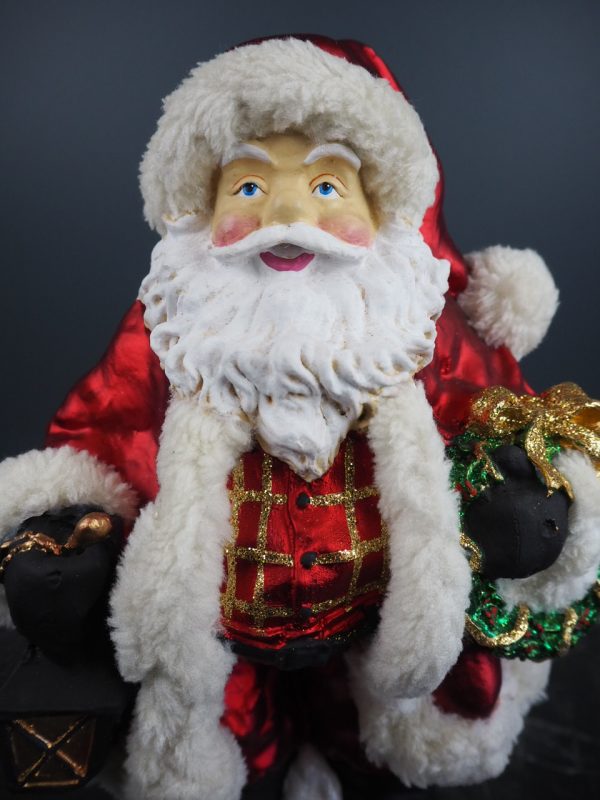 Fat Santa wreath & lamp red fur - Image 2