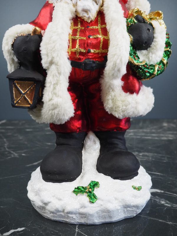 Fat Santa wreath & lamp red fur - Image 3