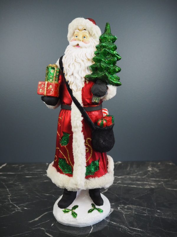 Tall Santa wreath & gift red fur - Image 2