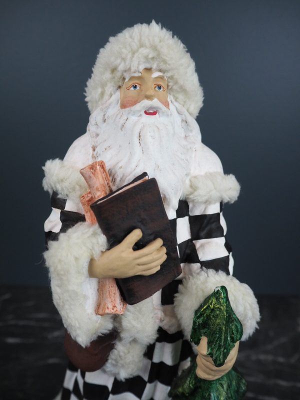 Tall Santa book & tree White Check fur - Image 2