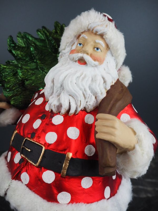 Fat Santa w/tree red/white polka fur - Image 2