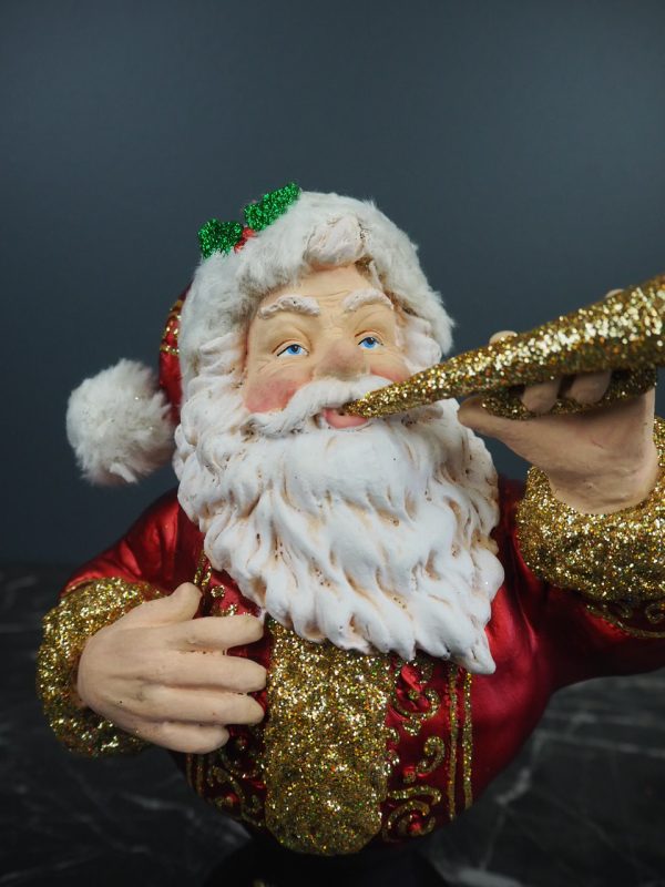 Santa w/trumpet red coat & gold - Image 2