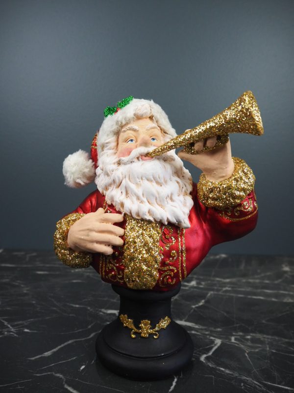 Santa w/trumpet red coat & gold - Image 4