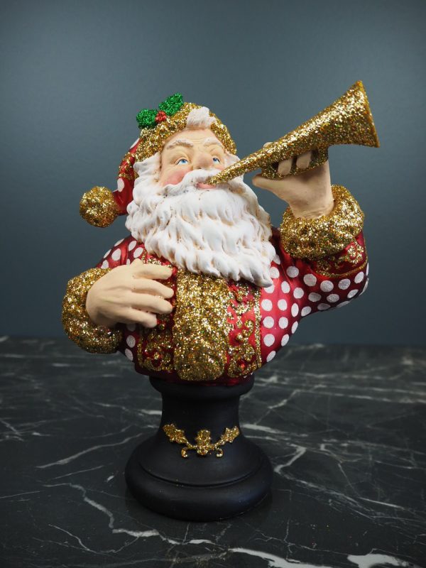 Santa w/trumpet red/white polka - Image 2