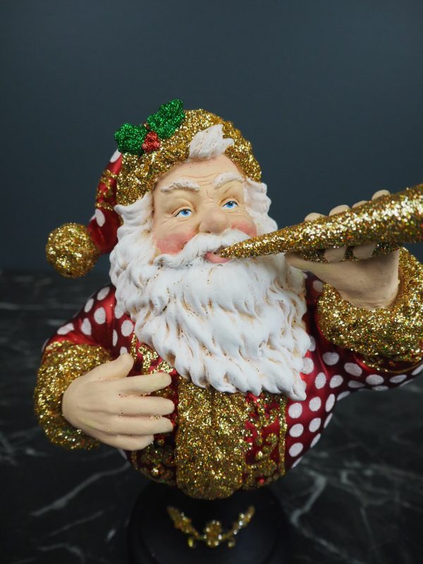 Santa w/trumpet red/white polka - Image 3