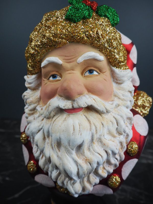 Big Santa head red/white polka fur - Image 2