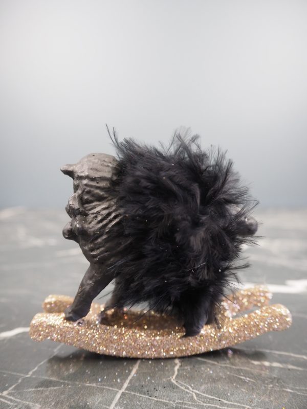 Rocking lamb in black w/ feather orn - Image 2