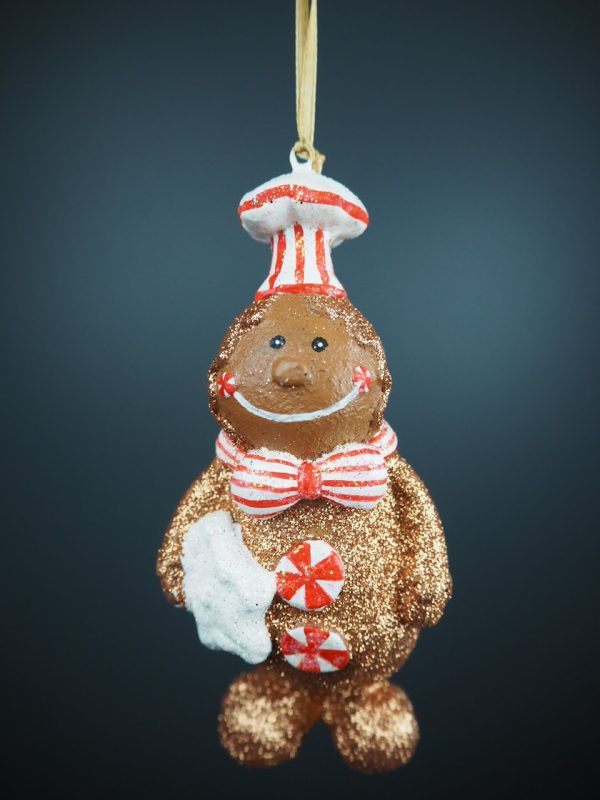 Ginger snowman in brown glits finish orn - Image 2