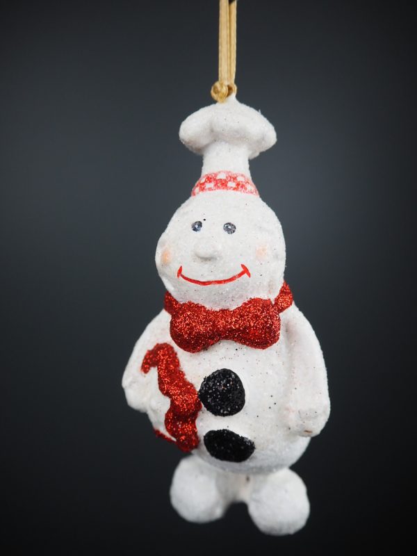 Ginger snowman in white glits finish orn - Image 2