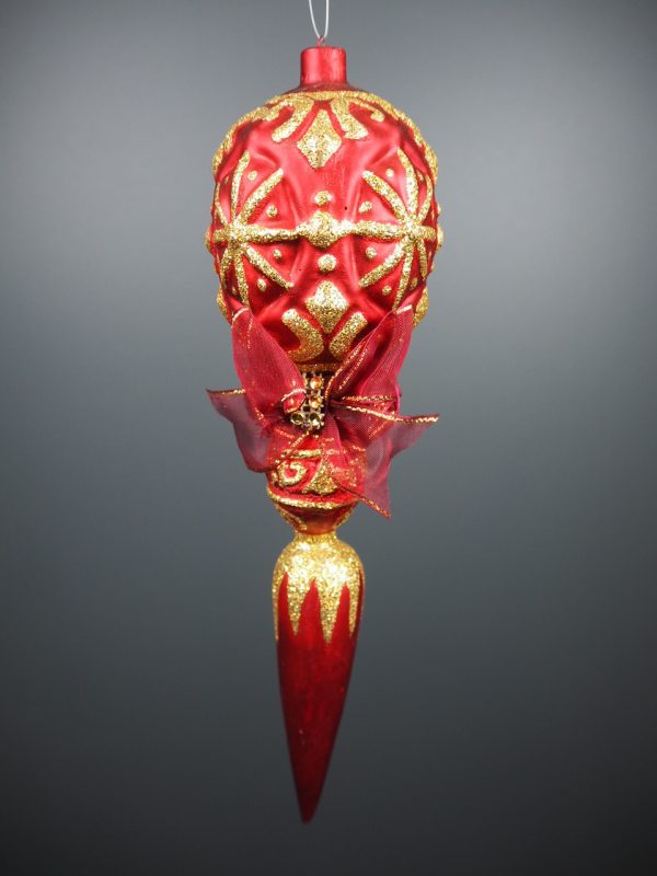 Top orn gold/red ribbon - Image 2