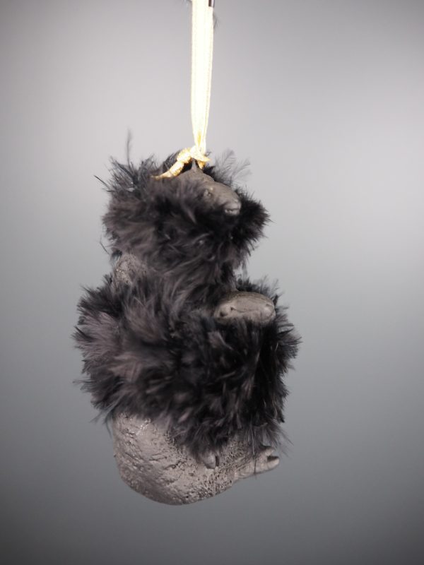Baby lamb backriding mother lamp in black w/ feather orn - Image 2