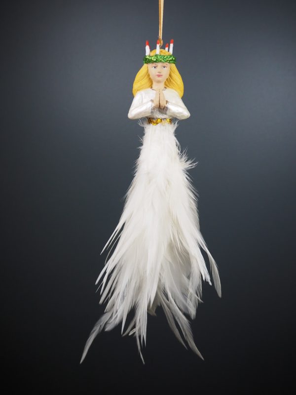 Lucia orn w/ feathers white orn - Image 2