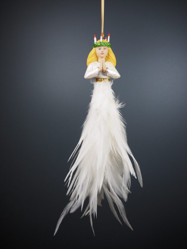 Lucia orn w/ feathers white orn - Image 4