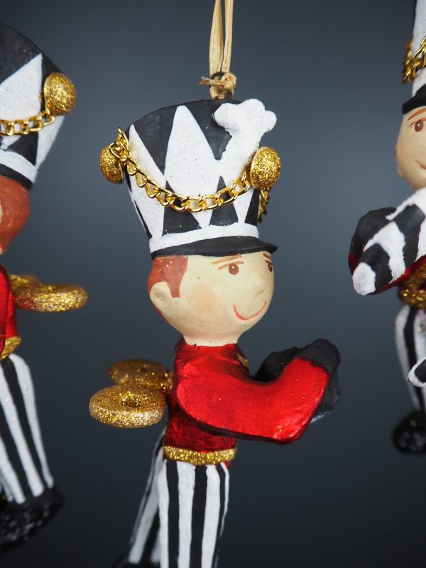 Toy soldier with instruments in satin red w/ blk/whte design - Image 3