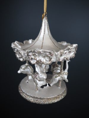 Carousel w animals pearl white