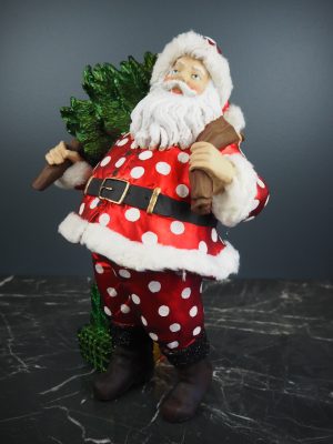 Fat Santa w/tree red/white polka fur