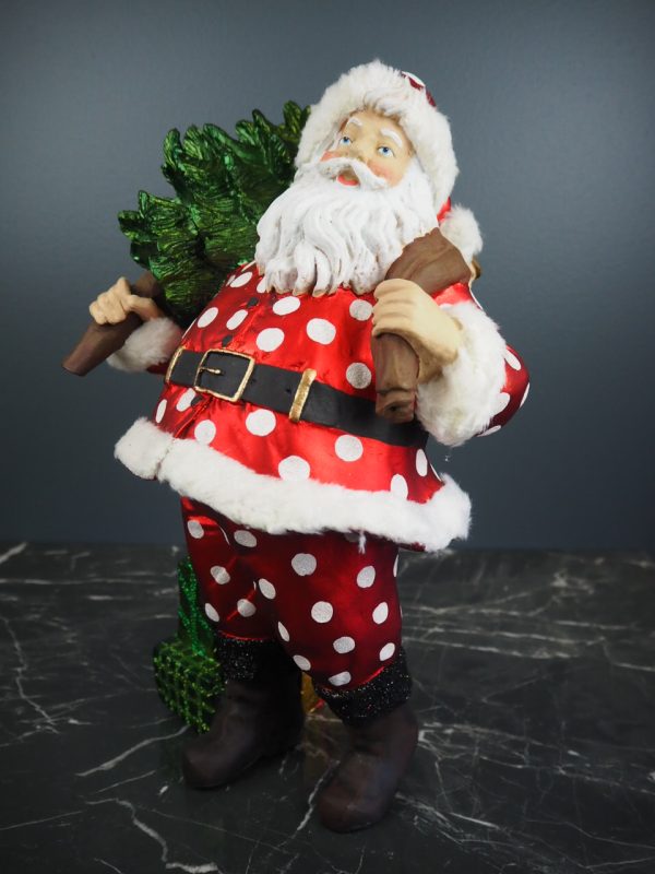 Fat Santa w/tree red/white polka fur