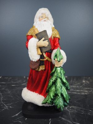 Tall Santa book & tree red fur