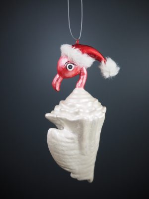 Flamingo head white shell red hat fur