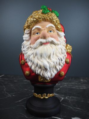 Big Santa head red w/gold